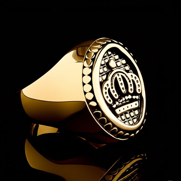 Royal Series - GOLDEN REIGN RING - Pure Stainless Steel Men’s Gold Black-Plated Ring – Statement Luxury Jewelry (Size : 16-19-22-24-26)
