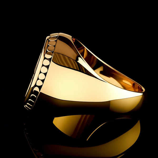 Royal Series - GOLDEN REIGN RING - Pure Stainless Steel Men’s Gold Black-Plated Ring – Statement Luxury Jewelry (Size : 16-19-22-24-26)