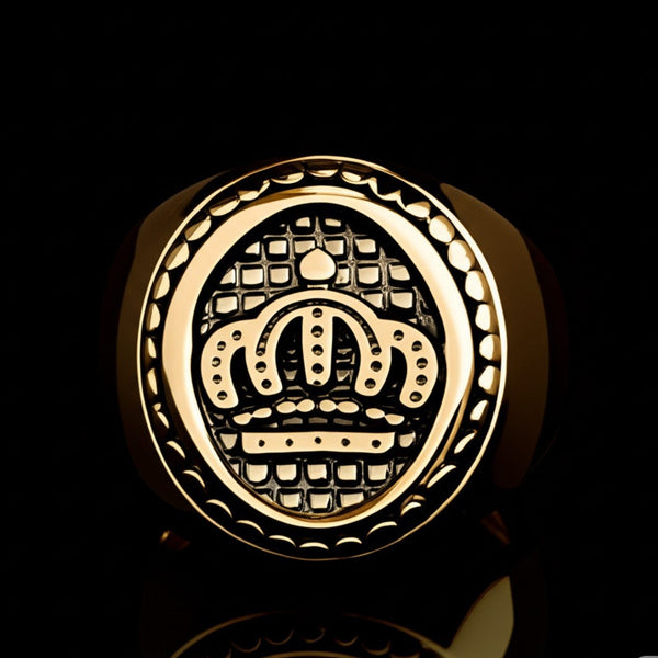 Royal Series - GOLDEN REIGN RING - Pure Stainless Steel Men’s Gold Black-Plated Ring – Statement Luxury Jewelry (Size : 16-19-22-24-26)