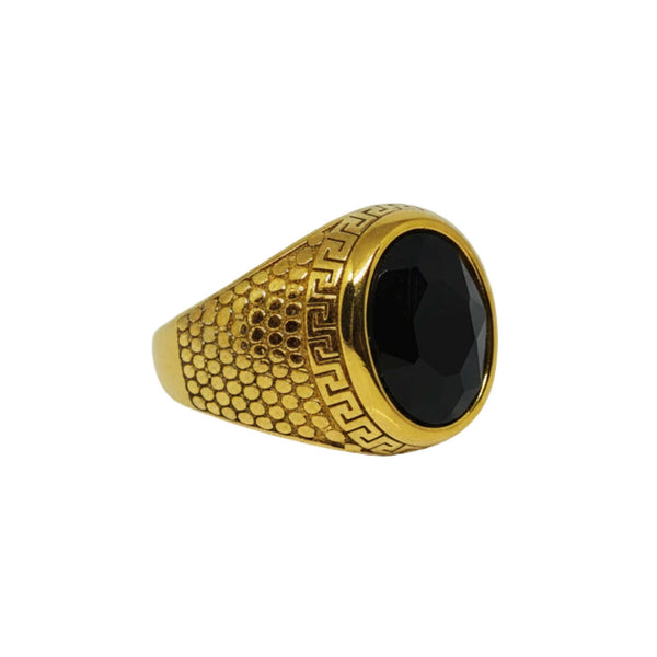 Royal Series - GOLDEN SERPENT RING - Pure Stainless Steel Men’s Gold-Plated Ring – Statement Luxury Jewelry (Size : 15-18-21-24-27-30)