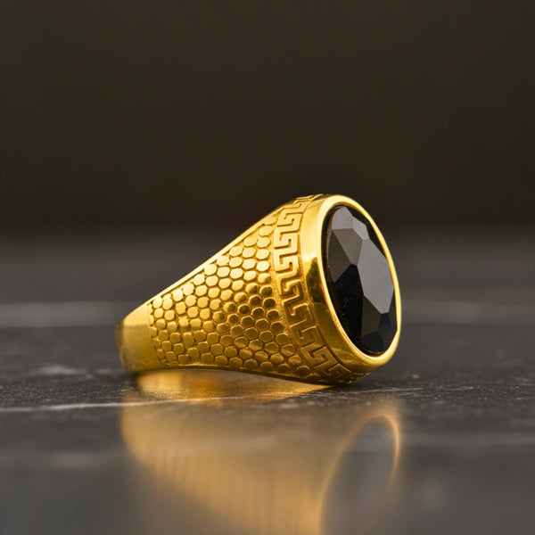 Royal Series - GOLDEN SERPENT RING - Pure Stainless Steel Men’s Gold-Plated Ring – Statement Luxury Jewelry (Size : 15-18-21-24-27-30)