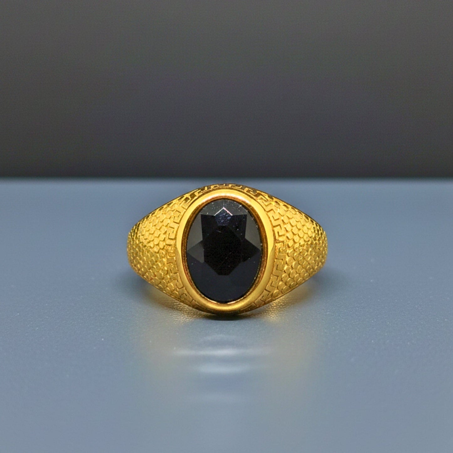 THE MEN THING Rings Royal Series - GOLDEN SERPENT RING - Pure Stainless Steel Men’s Gold-Plated Ring – Statement Luxury Jewelry (Size : 15-18-21-24-27-30)