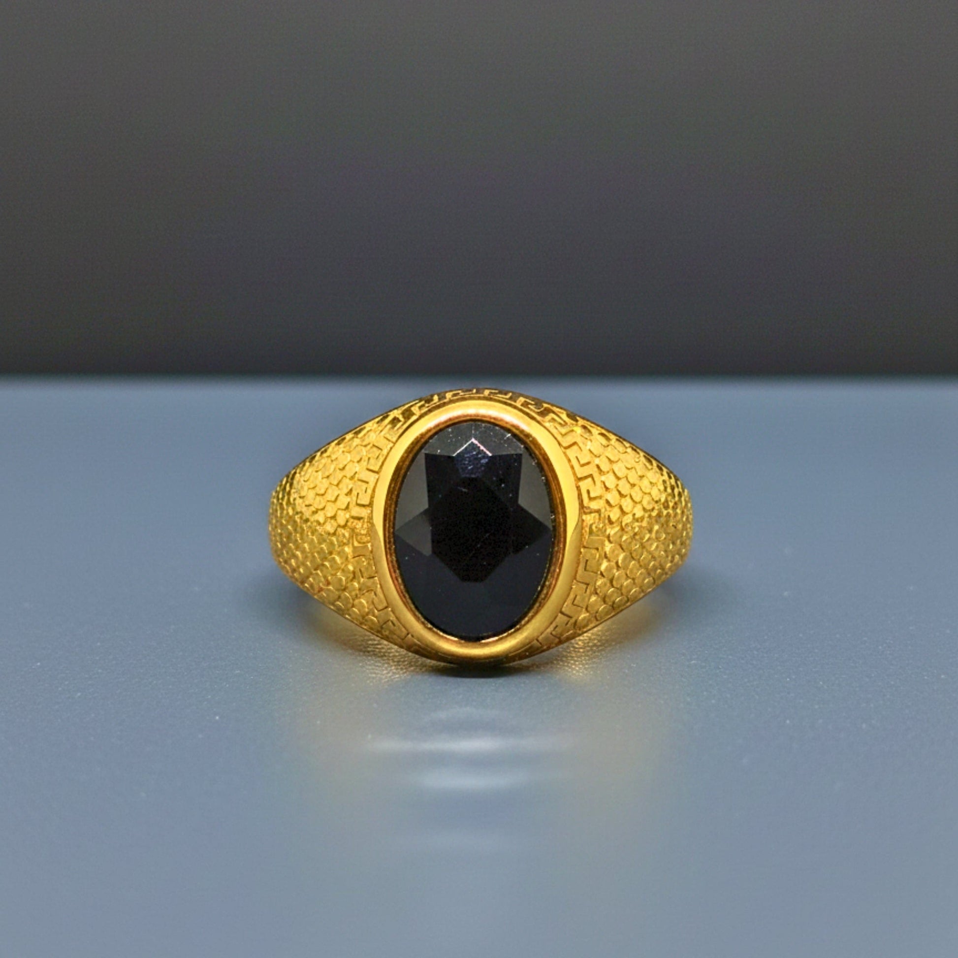 THE MEN THING Rings Royal Series - GOLDEN SERPENT RING - Pure Stainless Steel Men’s Gold-Plated Ring – Statement Luxury Jewelry (Size : 15-18-21-24-27-30)