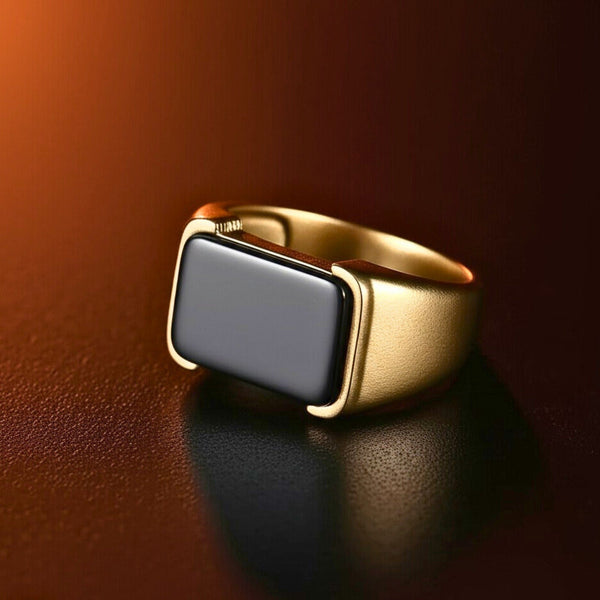 Royal Series - GOLDEN SPECTER RING - Pure Stainless Steel Men’s Steel-Plated Ring – Statement Luxury Jewelry (Size : 16-19-22)