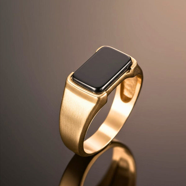 Royal Series - GOLDEN SPECTER RING - Pure Stainless Steel Men’s Steel-Plated Ring – Statement Luxury Jewelry (Size : 16-19-22)