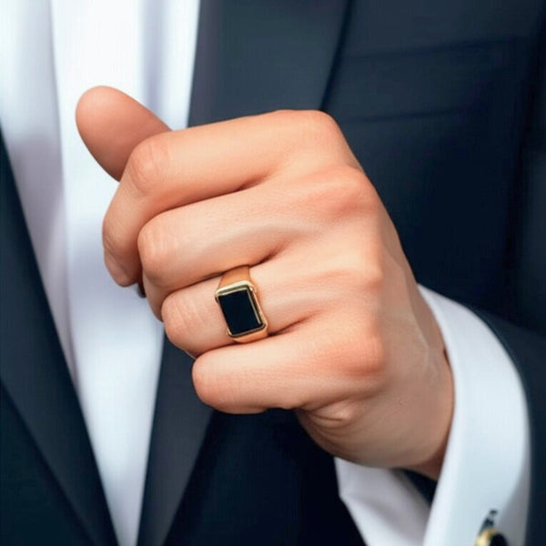 Royal Series - GOLDEN SPECTER RING - Pure Stainless Steel Men’s Steel-Plated Ring – Statement Luxury Jewelry (Size : 16-19-22)