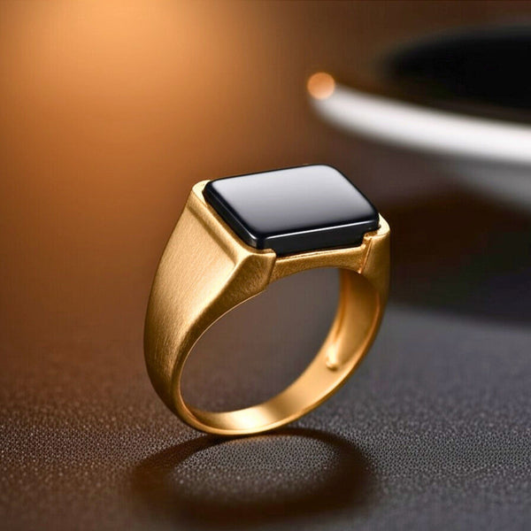 Royal Series - GOLDEN SPECTER RING - Pure Stainless Steel Men’s Steel-Plated Ring – Statement Luxury Jewelry (Size : 16-19-22)