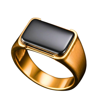 THE MEN THING Rings Royal Series - GOLDEN SPECTER RING - Pure Stainless Steel Men’s Steel-Plated Ring – Statement Luxury Jewelry (Size : 16-19-22)