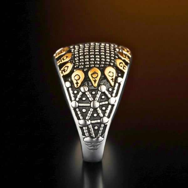 Royal Series - GOLDEN VORTEX RING - Pure Stainless Steel Men’s Steel-Gold-Plated Ring – Statement Luxury Jewelry (Size : 19-22-24-27)