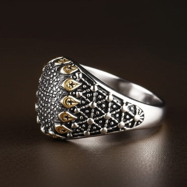 Royal Series - GOLDEN VORTEX RING - Pure Stainless Steel Men’s Steel-Gold-Plated Ring – Statement Luxury Jewelry (Size : 19-22-24-27)