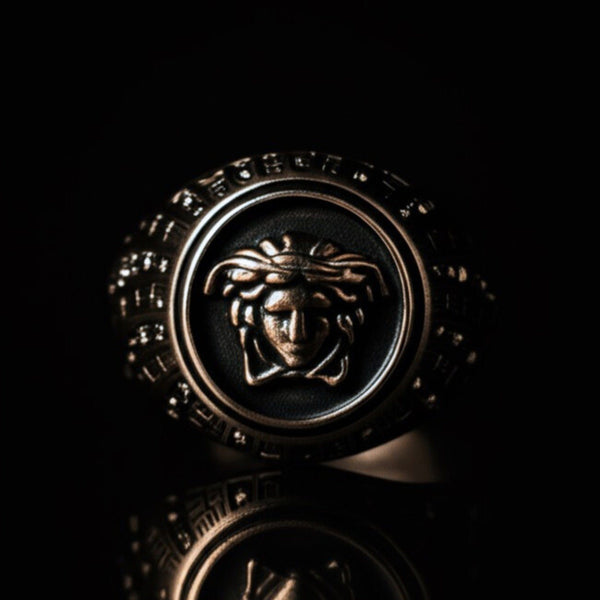 Royal Series - GORGON CREST RING - Pure Stainless Steel Men’s Steel-Plated Ring – Statement Luxury Jewelry (Size : 16-19-22-26-27)