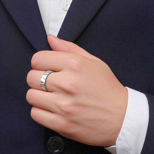 Royal Series - GRAVIX EDGE RING - Pure Stainless Steel Men’s Steel-Plated Ring – Statement Luxury Jewelry (Size : 17-19-22-24-27)