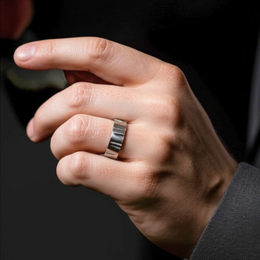 THE MEN THING Rings Royal Series - GRAVIX EDGE RING - Pure Stainless Steel Men’s Steel-Plated Ring – Statement Luxury Jewelry (Size : 17-19-22-24-27)