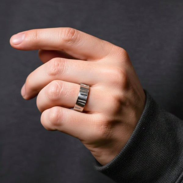 Royal Series - GRAVIX EDGE RING - Pure Stainless Steel Men’s Steel-Plated Ring – Statement Luxury Jewelry (Size : 17-19-22-24-27)