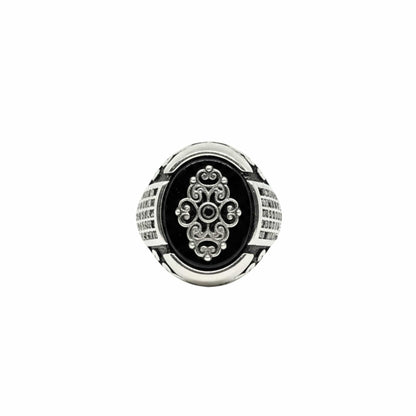THE MEN THING Rings Royal Series - GRIDLOCK CREST RING - Pure Stainless Steel Men’s Steel-Plated Ring – Statement Luxury Jewelry (Size : - 16-17-18-20-21-24-26-27)