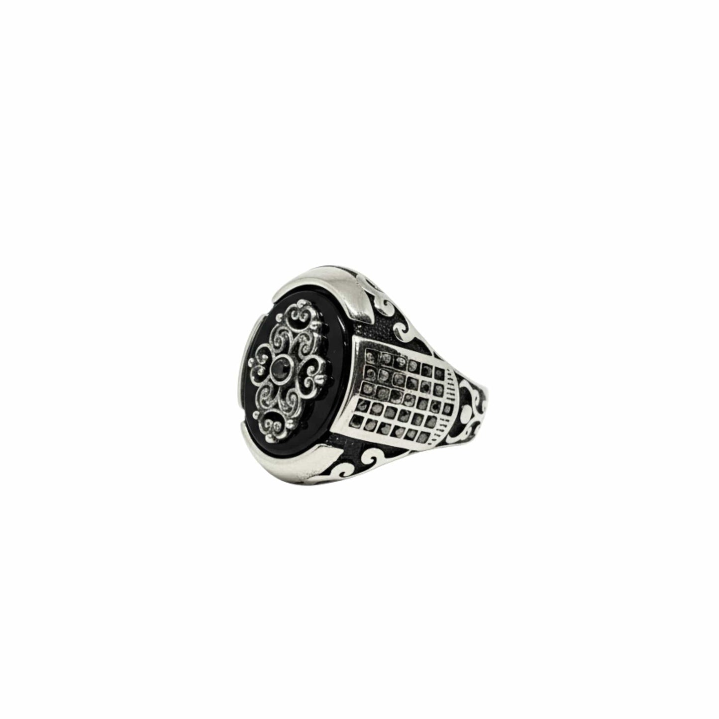 THE MEN THING Rings Royal Series - GRIDLOCK CREST RING - Pure Stainless Steel Men’s Steel-Plated Ring – Statement Luxury Jewelry (Size : - 16-17-18-20-21-24-26-27)
