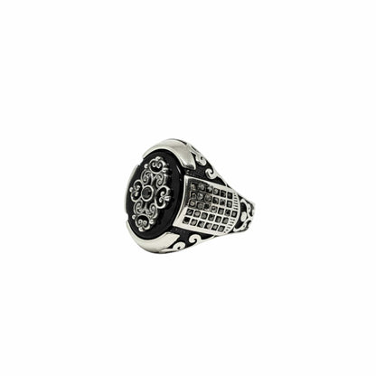 THE MEN THING Rings Royal Series - GRIDLOCK CREST RING - Pure Stainless Steel Men’s Steel-Plated Ring – Statement Luxury Jewelry (Size : - 16-17-18-20-21-24-26-27)