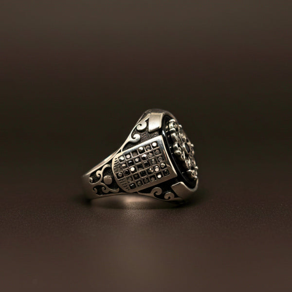 Royal Series - GRIDLOCK CREST RING - Pure Stainless Steel Men’s Steel-Plated Ring – Statement Luxury Jewelry (Size : - 16-17-18-20-21-24-26-27)