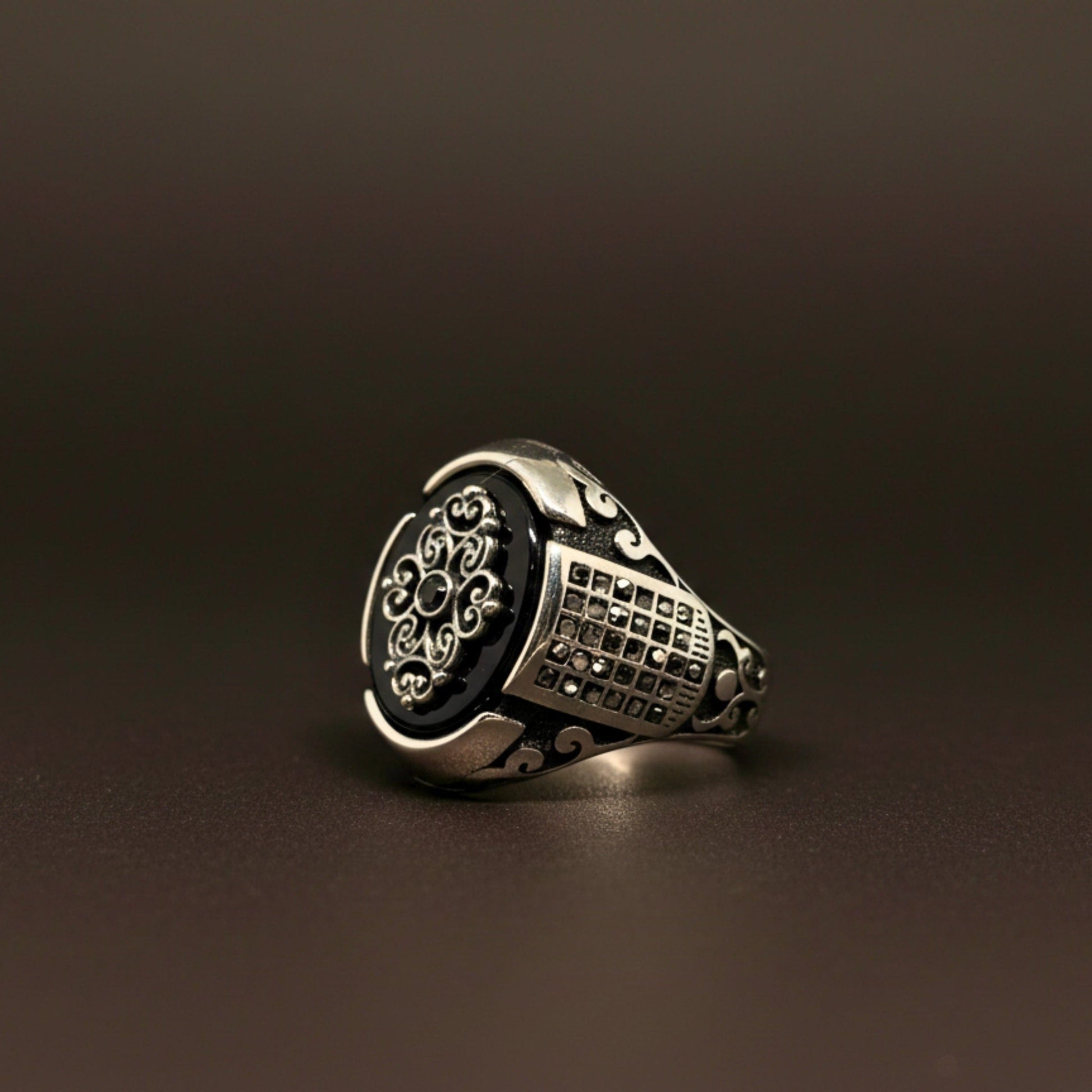 THE MEN THING Rings Royal Series - GRIDLOCK CREST RING - Pure Stainless Steel Men’s Steel-Plated Ring – Statement Luxury Jewelry (Size : - 16-17-18-20-21-24-26-27)