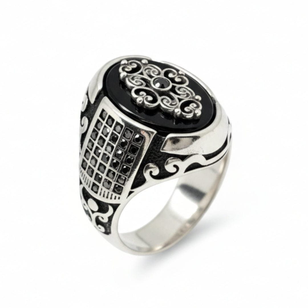 THE MEN THING Rings Royal Series - GRIDLOCK CREST RING - Pure Stainless Steel Men’s Steel-Plated Ring – Statement Luxury Jewelry (Size : - 16-17-18-20-21-24-26-27)