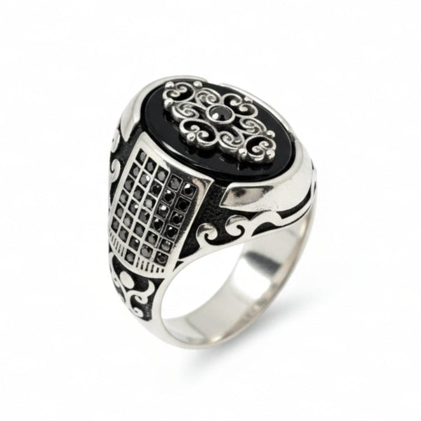 Royal Series - GRIDLOCK CREST RING - Pure Stainless Steel Men’s Steel-Plated Ring – Statement Luxury Jewelry (Size : - 16-17-18-20-21-24-26-27)