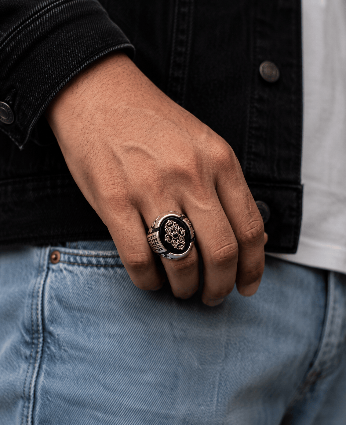 THE MEN THING Rings Royal Series - GRIDLOCK CREST RING - Pure Stainless Steel Men’s Steel-Plated Ring – Statement Luxury Jewelry (Size : - 16-17-18-20-21-24-26-27)