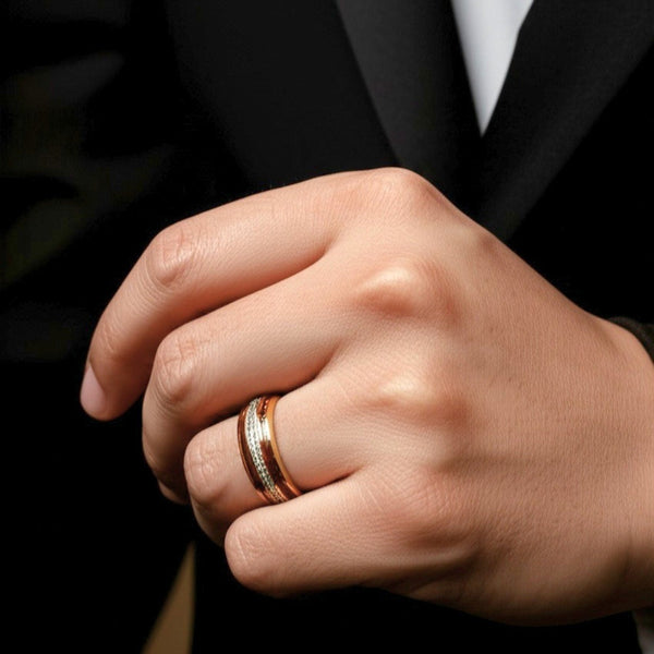 Royal Series - HELIOS CREST RING - Pure Stainless Steel Men’s Gold-Plated Ring – Statement Luxury Jewelry (Size : -17-19-23-25)
