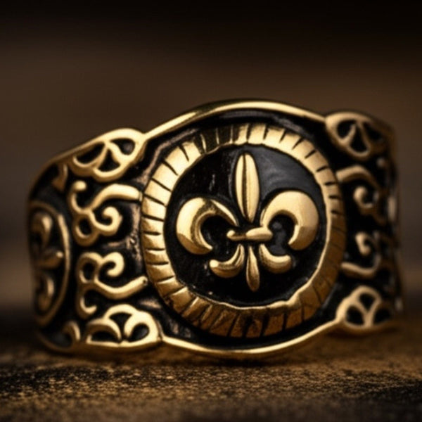 Royal Series - HERALD RING - Pure Stainless Steel Men’s Gold-Plated Ring – Statement Luxury Jewelry (Size : 19-21-24)