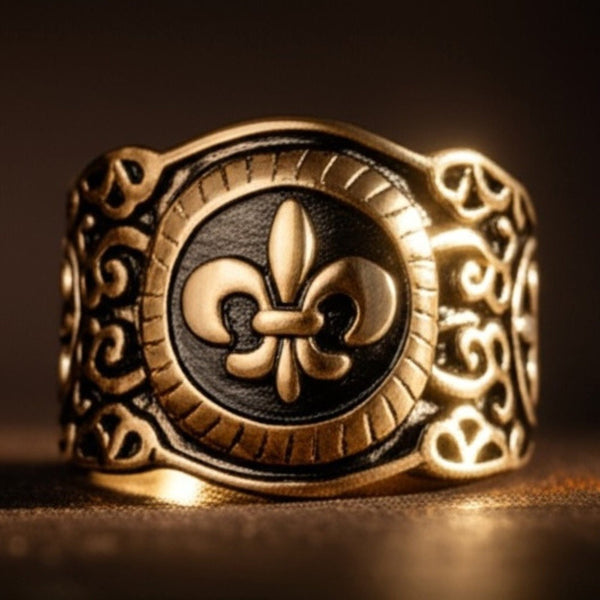 Royal Series - HERALD RING - Pure Stainless Steel Men’s Gold-Plated Ring – Statement Luxury Jewelry (Size : 19-21-24)