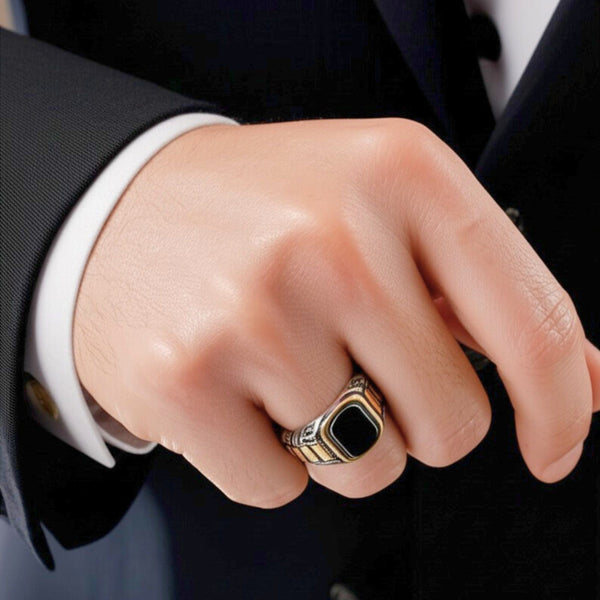 Royal Series - IMPERIUM LEGION RING - Pure Stainless Steel Men’s Steel-Gold-Plated Ring – Statement Luxury Jewelry (Size : 17-22-27)