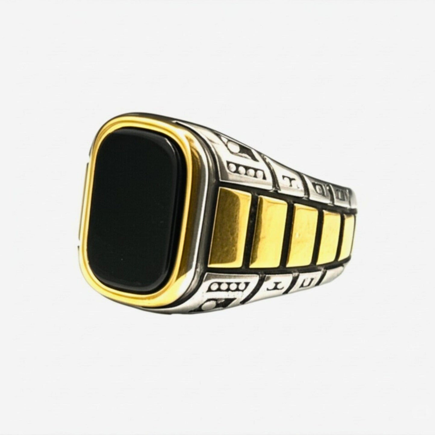 THE MEN THING Rings Royal Series - IMPERIUM LEGION RING - Pure Stainless Steel Men’s Steel-Gold-Plated Ring – Statement Luxury Jewelry (Size : 17-22-27)