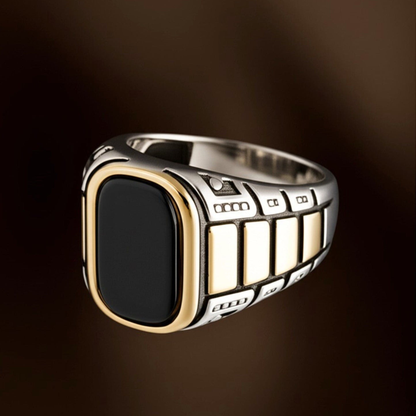 THE MEN THING Rings Royal Series - IMPERIUM LEGION RING - Pure Stainless Steel Men’s Steel-Gold-Plated Ring – Statement Luxury Jewelry (Size : 17-22-27)