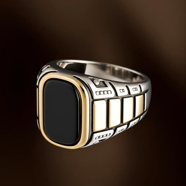 Royal Series - IMPERIUM LEGION RING - Pure Stainless Steel Men’s Steel-Gold-Plated Ring – Statement Luxury Jewelry (Size : 17-22-27)