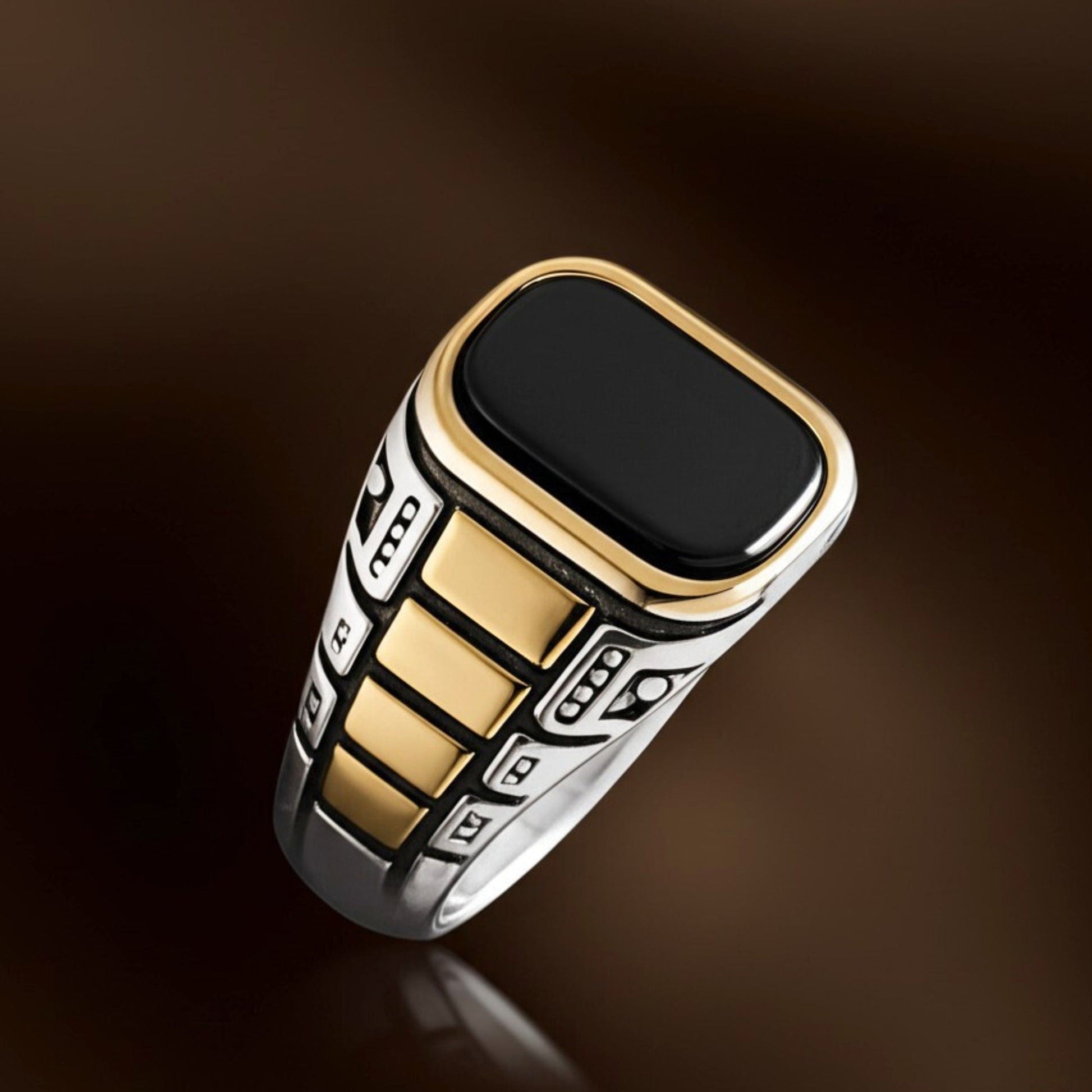 THE MEN THING Rings Royal Series - IMPERIUM LEGION RING - Pure Stainless Steel Men’s Steel-Gold-Plated Ring – Statement Luxury Jewelry (Size : 17-22-27)