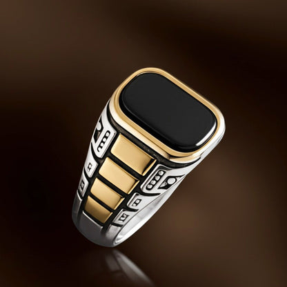 THE MEN THING Rings Royal Series - IMPERIUM LEGION RING - Pure Stainless Steel Men’s Steel-Gold-Plated Ring – Statement Luxury Jewelry (Size : 17-22-27)