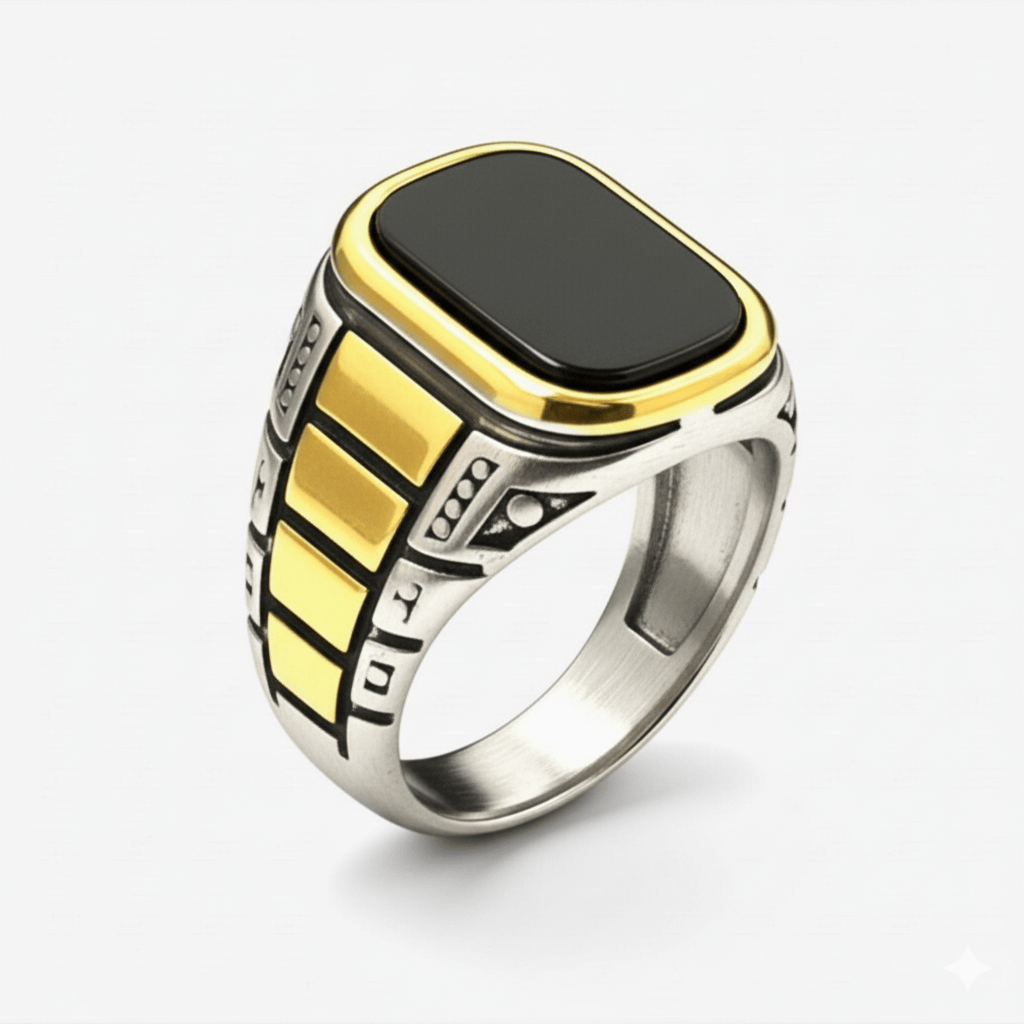 THE MEN THING Rings Royal Series - IMPERIUM LEGION RING - Pure Stainless Steel Men’s Steel-Gold-Plated Ring – Statement Luxury Jewelry (Size : 17-22-27)