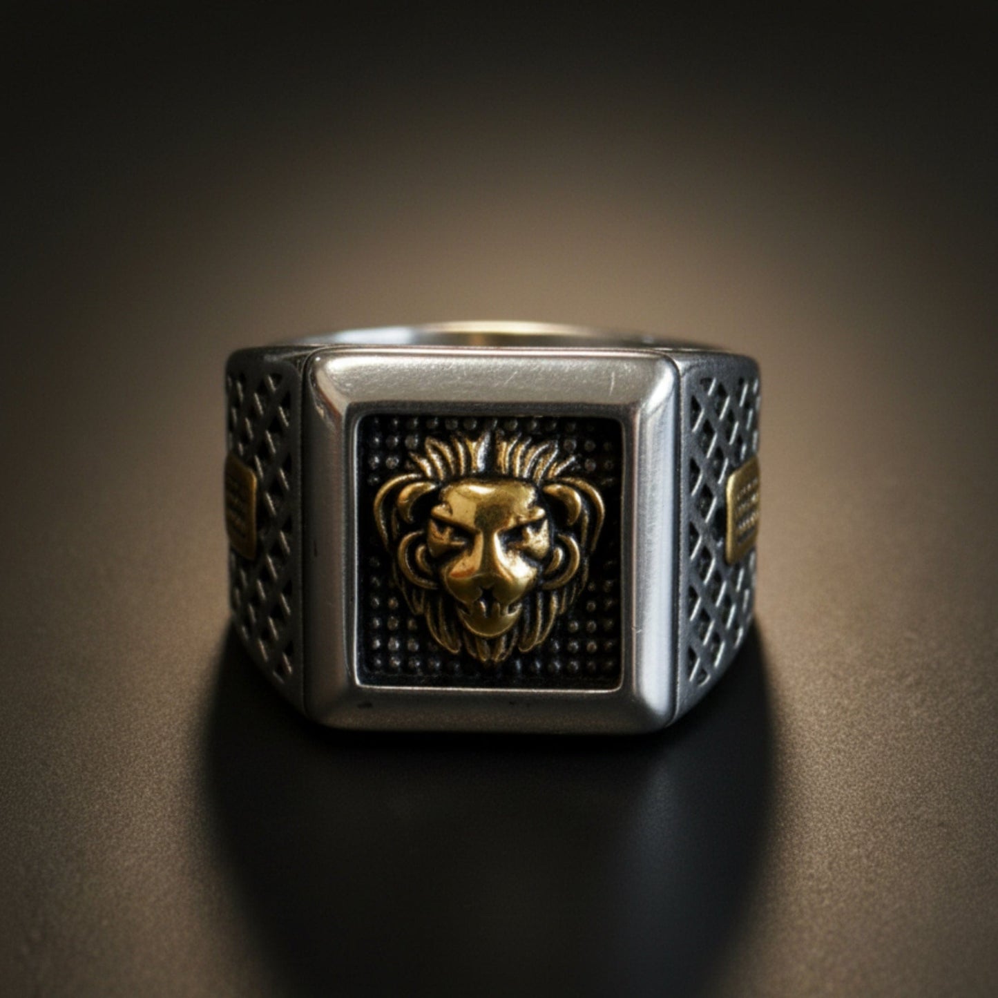 THE MEN THING Rings Royal Series - IMPERIUM LION RING - Pure Stainless Steel Men’s Gold-Plated Ring – Statement Luxury Jewelry (Size : 15-16-19-21-24-26)
