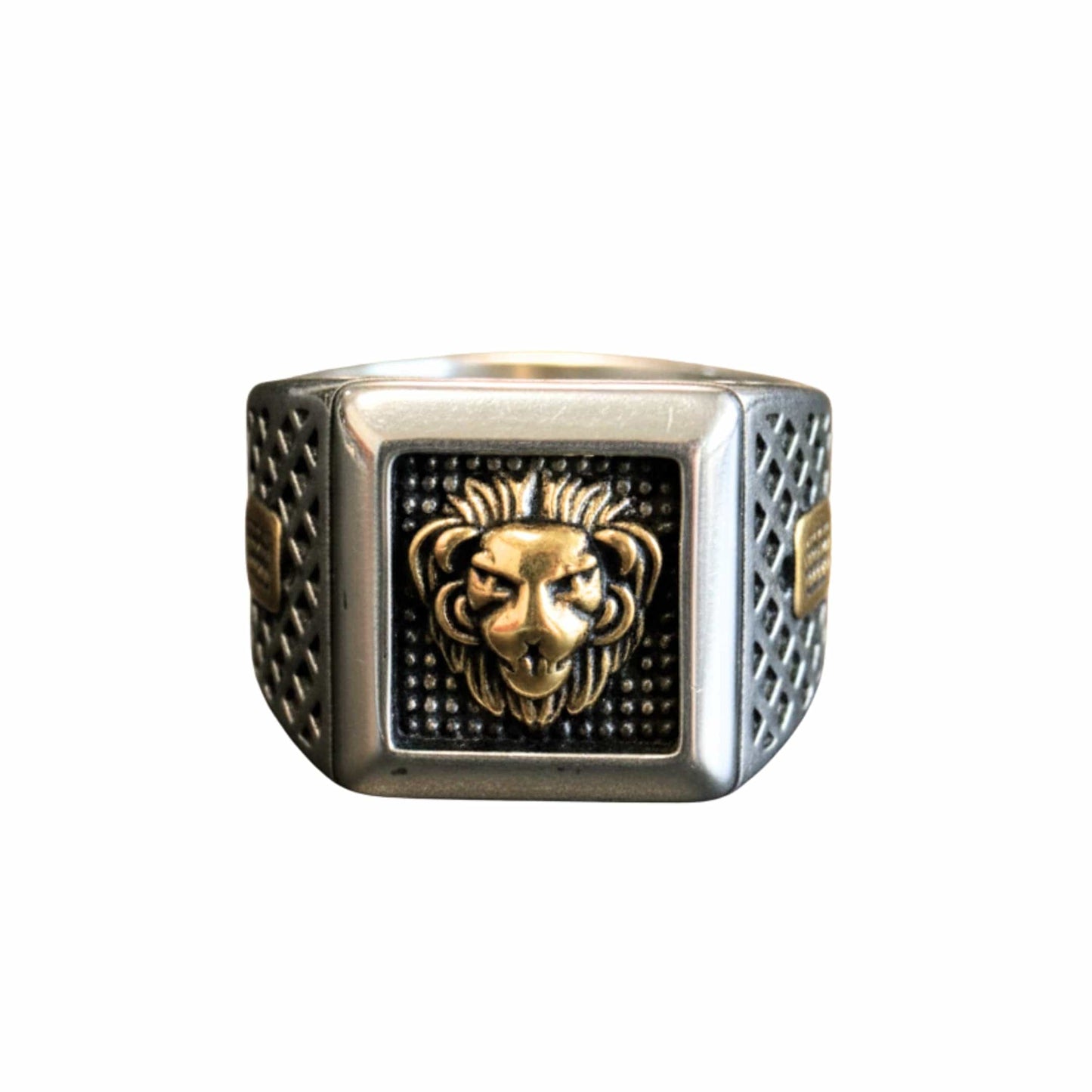 THE MEN THING Rings Royal Series - IMPERIUM LION RING - Pure Stainless Steel Men’s Gold-Plated Ring – Statement Luxury Jewelry (Size : 15-16-19-21-24-26)