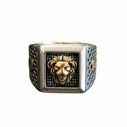 THE MEN THING Rings Royal Series - IMPERIUM LION RING - Pure Stainless Steel Men’s Gold-Plated Ring – Statement Luxury Jewelry (Size : 15-16-19-21-24-26)