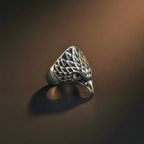Royal Series - IRON HAWK RING - Pure Stainless Steel Men’s Steel-Plated Ring – Statement Luxury Jewelry (Size :15-18-20-25-26-28-30)