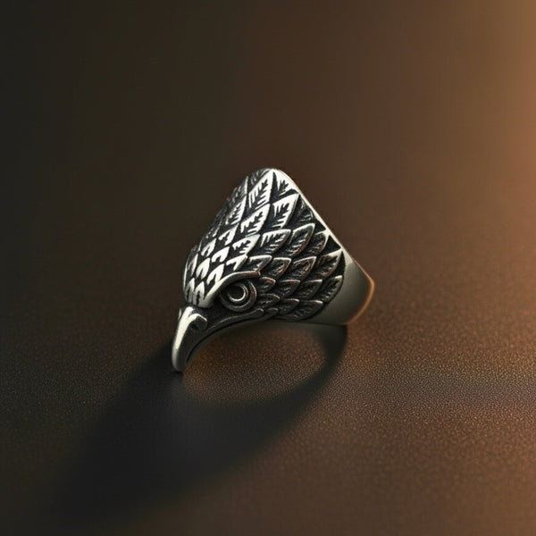 Royal Series - IRON HAWK RING - Pure Stainless Steel Men’s Steel-Plated Ring – Statement Luxury Jewelry (Size :15-18-20-25-26-28-30)
