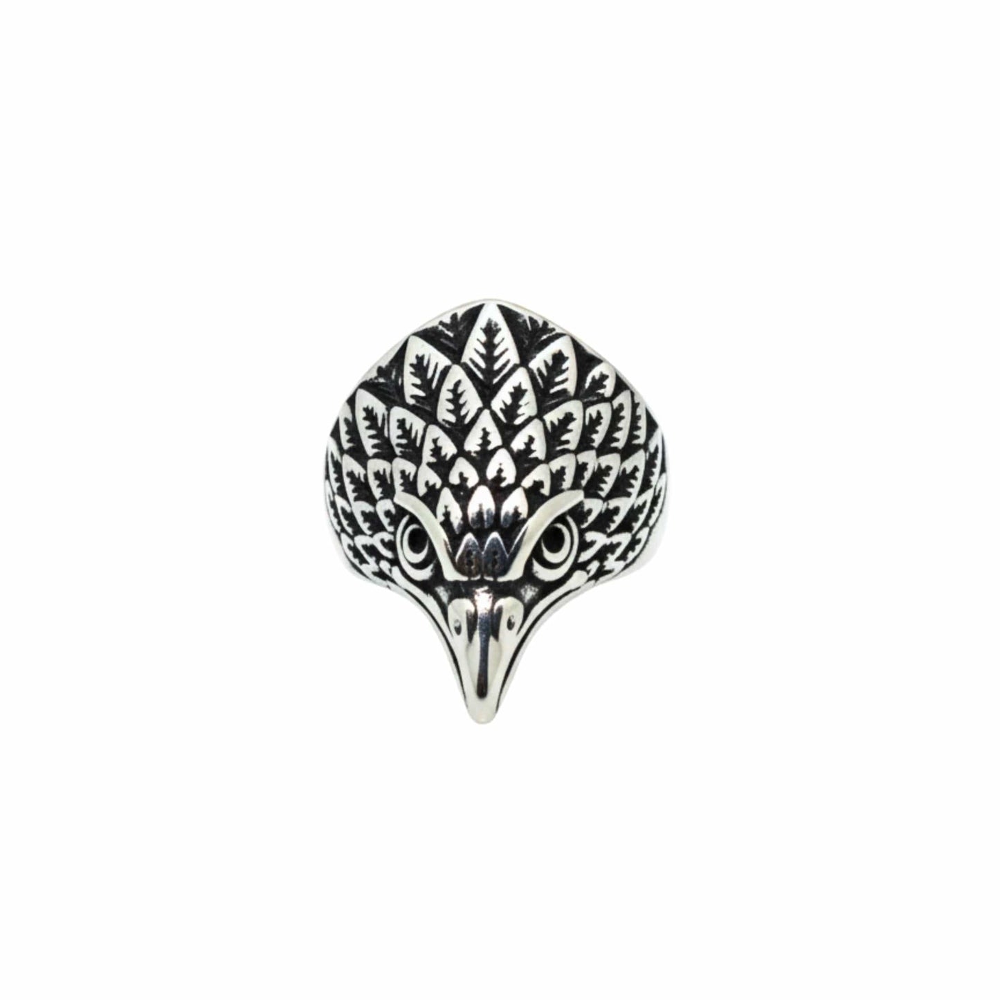 THE MEN THING Rings Royal Series - IRON HAWK RING - Pure Stainless Steel Men’s Steel-Plated Ring – Statement Luxury Jewelry (Size :15-18-20-25-26-28-30)