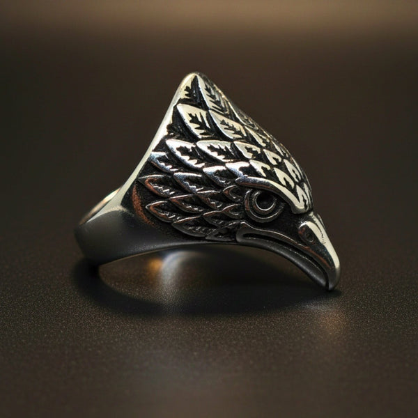Royal Series - IRON HAWK RING - Pure Stainless Steel Men’s Steel-Plated Ring – Statement Luxury Jewelry (Size :15-18-20-25-26-28-30)
