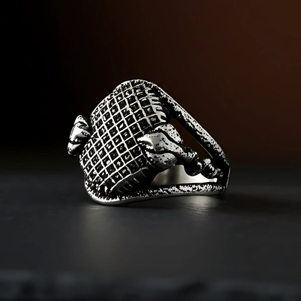 Royal Series - IRONCLUTCH RING - Pure Stainless Steel Men’s Silver-Plated Ring – Statement Luxury Jewelry (Size : -17-19-22-25-27)