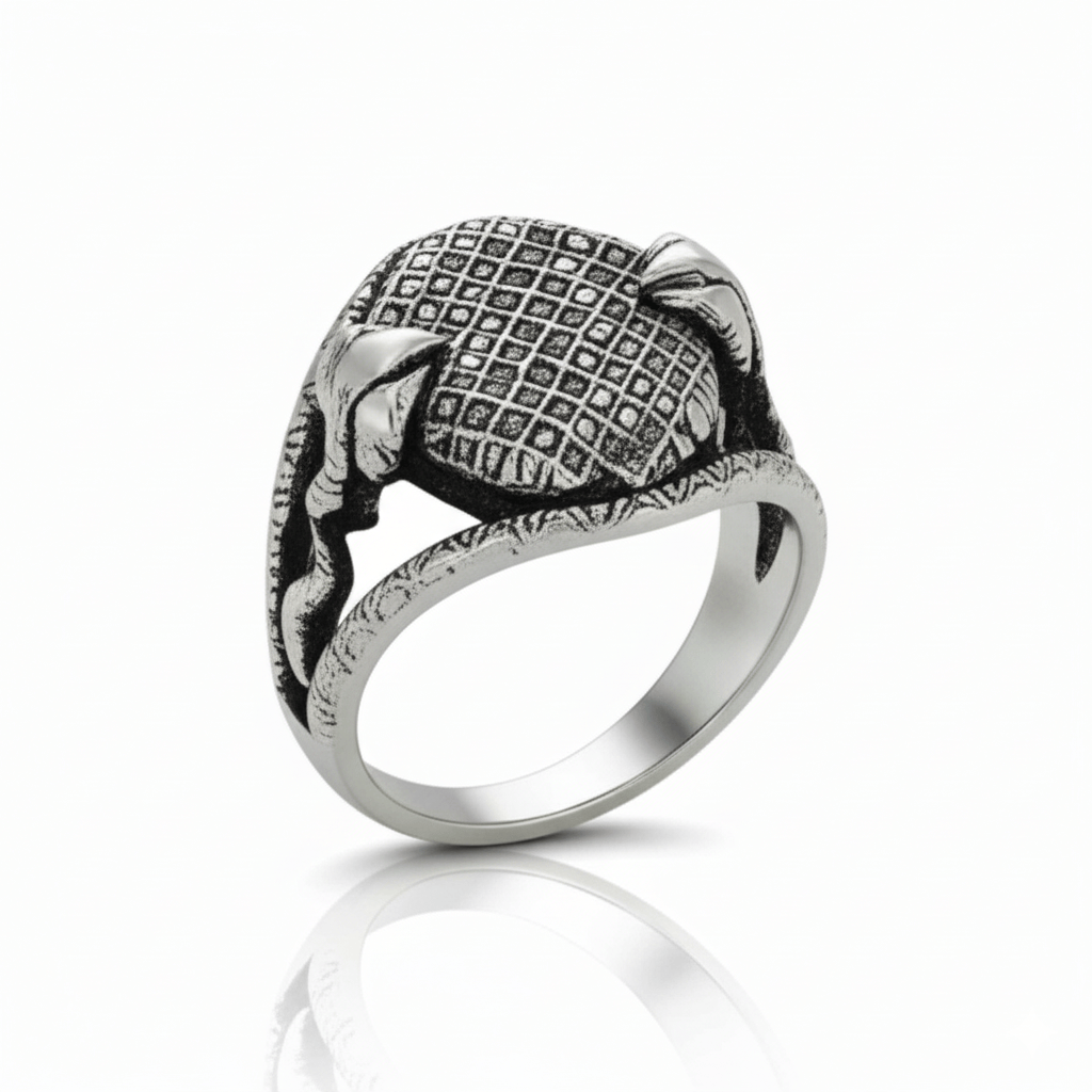 THE MEN THING Rings Royal Series - IRONCLUTCH RING - Pure Stainless Steel Men’s Silver-Plated Ring – Statement Luxury Jewelry (Size : -17-19-22-25-27)