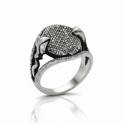 THE MEN THING Rings Royal Series - IRONCLUTCH RING - Pure Stainless Steel Men’s Silver-Plated Ring – Statement Luxury Jewelry (Size : -17-19-22-25-27)