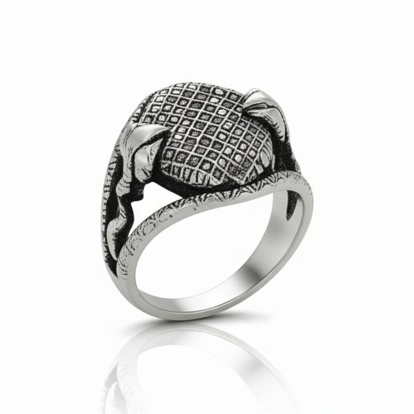 Royal Series - IRONCLUTCH RING - Pure Stainless Steel Men’s Silver-Plated Ring – Statement Luxury Jewelry (Size : -17-19-22-25-27)