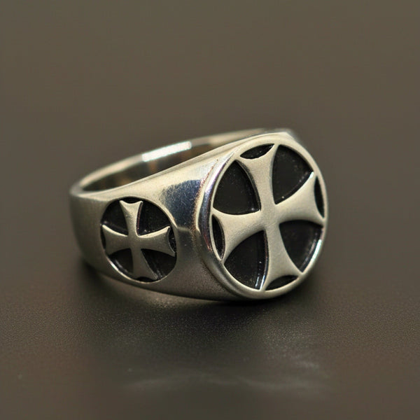 Royal Series - KNIGHT TEMPLAR RING - Pure Stainless Steel Men’s Steel-Plated Ring – Statement Luxury Jewelry (Size : 16-18-21-23-28-31)