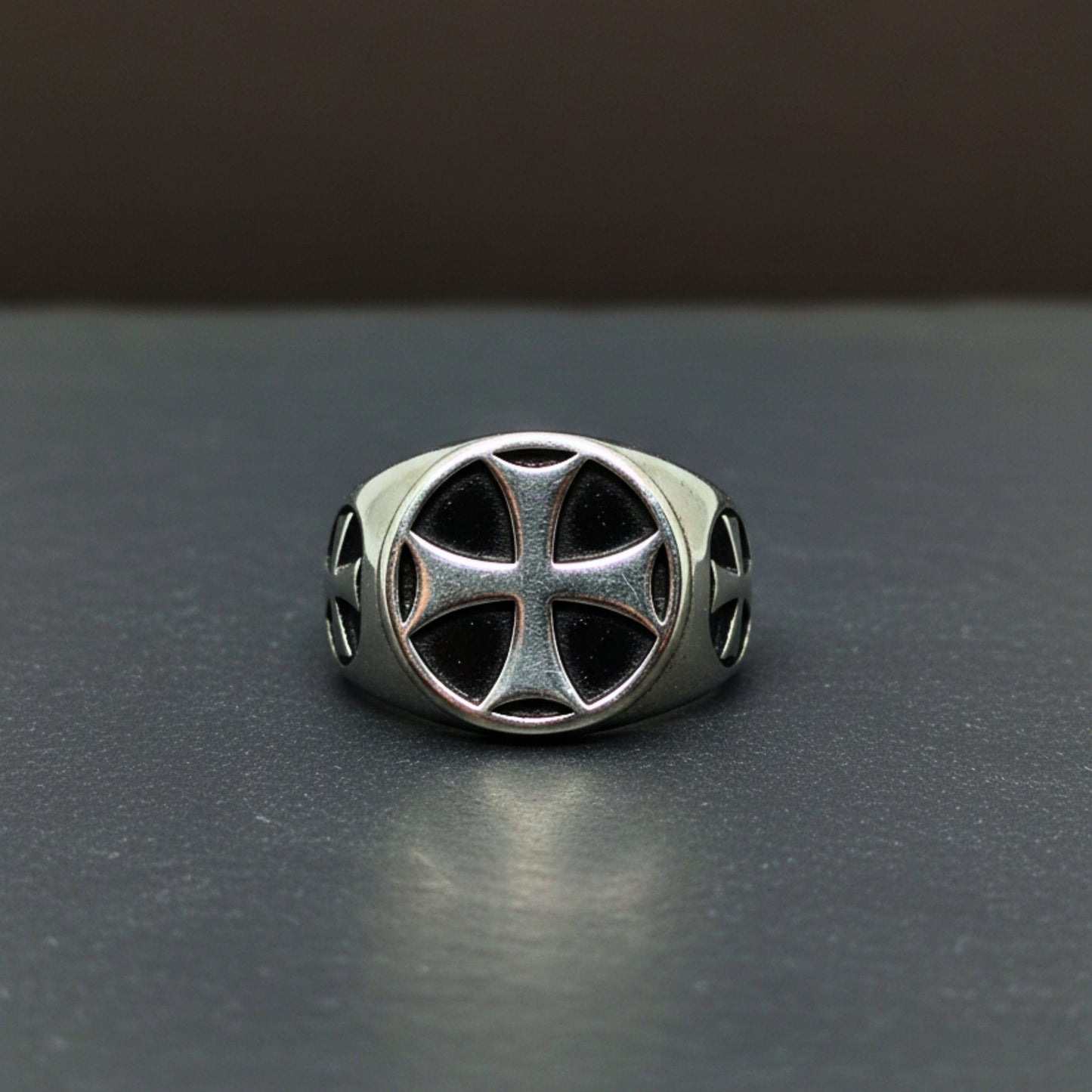 THE MEN THING Rings Royal Series - KNIGHT TEMPLAR RING - Pure Stainless Steel Men’s Steel-Plated Ring – Statement Luxury Jewelry (Size : 16-18-21-23-28-31)