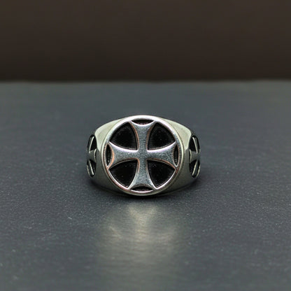 THE MEN THING Rings Royal Series - KNIGHT TEMPLAR RING - Pure Stainless Steel Men’s Steel-Plated Ring – Statement Luxury Jewelry (Size : 16-18-21-23-28-31)